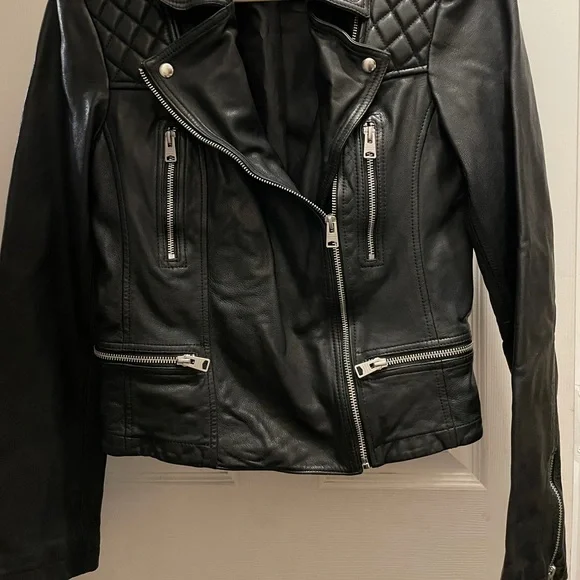ALLSAINTS CATCH LEATHER BIKER JACKET - Picture 3 of 11